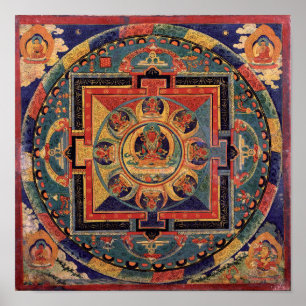 Buddha Mandala Antique Tibetischer Thanka Poster