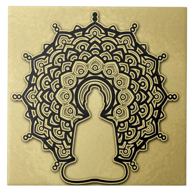 Buddha Mandala Keramik Tile. Fliese (Vorderseite)