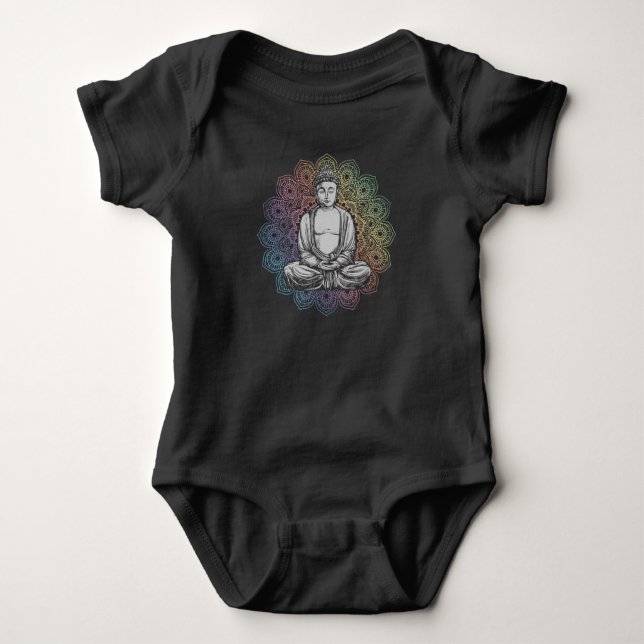 Buddha Mandala Yoga Spiritueller Buddhismus Baby Strampler (Vorderseite)