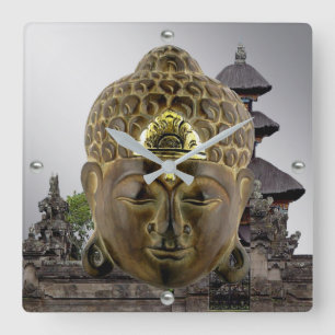 Buddha-Maske Quadratische Wanduhr
