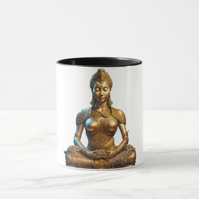 Buddha Meditation Geschenk Zen Gold Religion Indie Tasse (Zentrum)