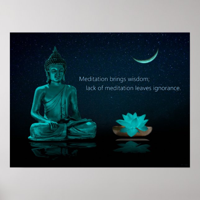 Buddha Meditation Lotus Blume Östliche Religion Poster (Vorne)