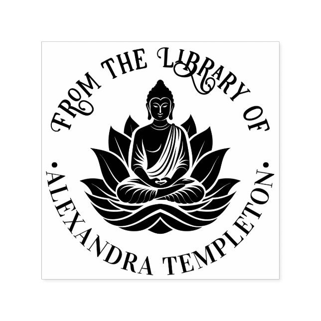Buddha Meditation Lotus Pose Library Book Name #1P Permastempel (Design)