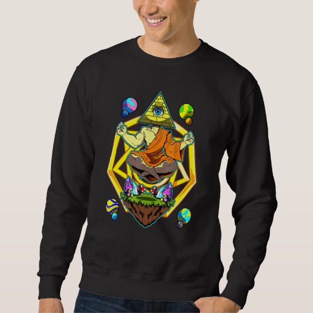 Buddha Meditation Psychedelic Illuminati Pyramid E Sweatshirt (Vorderseite)