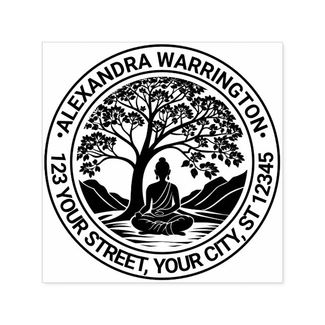 Buddha-Meditation unter Rücksendeadresse von Baumn Permastempel (Design)