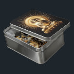 Buddha meditiert in goldenem Licht Puzzle<br><div class="desc">Ein ruhiger,  goldener Buddha sitzt anmutig in der Meditation,  umgeben von einem strahlenden Lichthalo.</div>