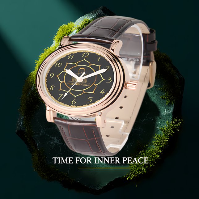 Buddha meditiert spirituelle Goldfolie Armbanduhr (Von Creator hochgeladen)