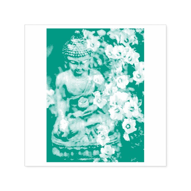 BUDDHA MIT BLOOMEN RUBBER-BRIEFMARKE PERMASTEMPEL (Design)