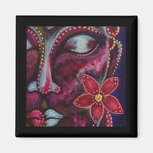 BUDDHA MIT BLUME MAGNET (Vorne)