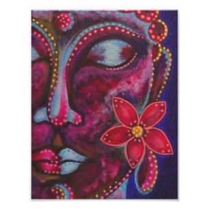 BUDDHA MIT EINEM BLUMEN-FOTO-DRUCK-PLAKAT FOTODRUCK