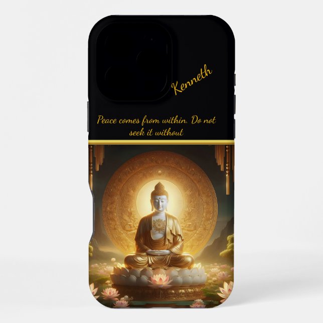 Buddha mit Lotusblumen. iPhone Hülle (Rückseite)