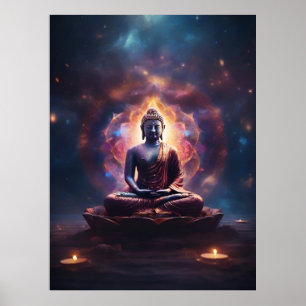 Buddha mit Mandala im Universum vermitteln Poster