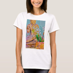 Buddha mit weißen Orchideen T-Shirt
