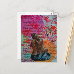 Buddha Mixed Media Friedenscollage Postkarte
