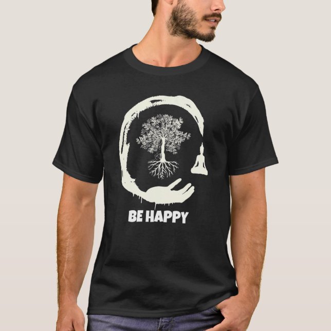 Buddha Monk Namaste beten Smile Happy Laugh T-Shirt (Vorderseite)