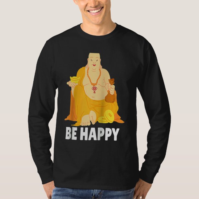 Buddha Monk Namaste Praying Pray Smile Happy Laugh T-Shirt (Vorderseite)