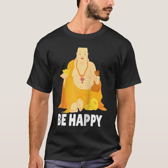 Buddha Monk Namaste Praying Pray Smile Happy Laugh T-Shirt (Vorderseite)