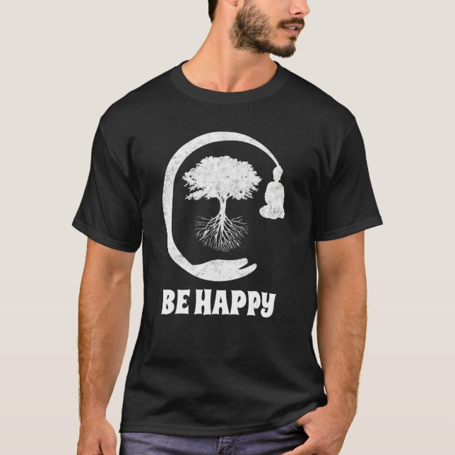 Buddha Monk Namaste Praying Pray Smile Happy Laugh T-Shirt (Vorderseite)