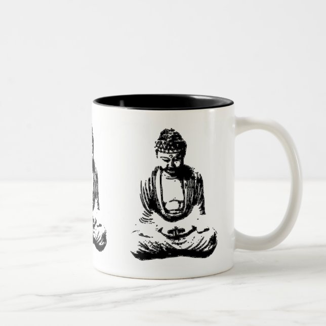 Buddha-Monochrom-Tasse Zweifarbige Tasse (Rechts)
