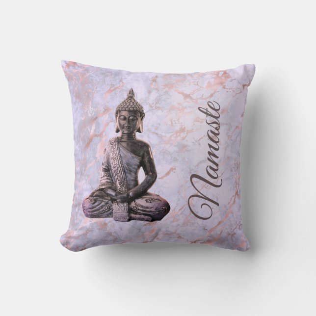 Buddha Namaste Pink Lavender Marble Kissen (Vorderseite)