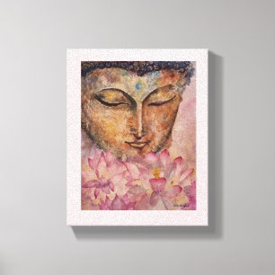 Buddha Pink Lotus Wasserfarbe Canvas Print Leinwanddruck