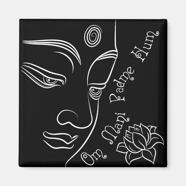 Buddha pondering lotus Blume Weiß Magnet (Vorne)