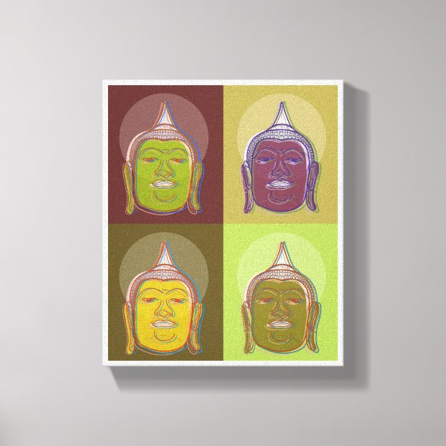 Buddha Pop Art Retro Modernes Design Leinwanddruck (Vorderseite)