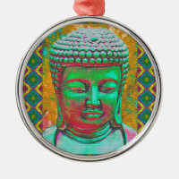 Buddha-Pop in Aquamarin Grün und Rot