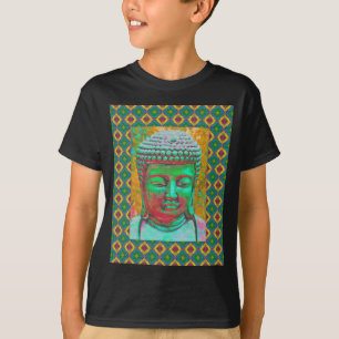 Buddha-Pop in Aquamarin Grün und Rot T-Shirt