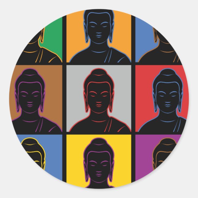 Buddha-Pop-Kunst Runder Aufkleber (Vorderseite)