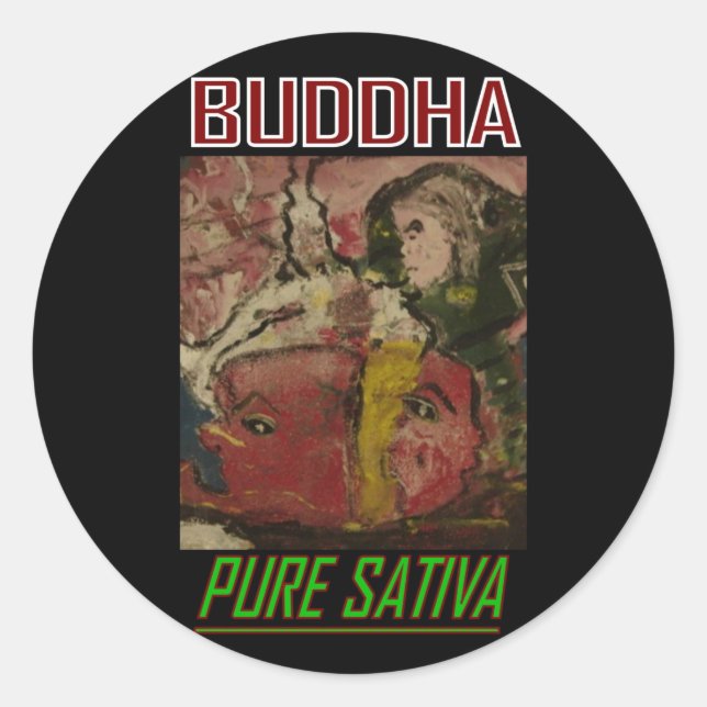 BUDDHA PURE SATIVA RUNDER AUFKLEBER (Vorderseite)