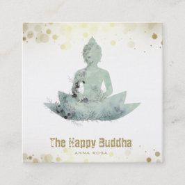 *~* Buddha QR Floral SAGE Lotus AP3 Quadratische Visitenkarte