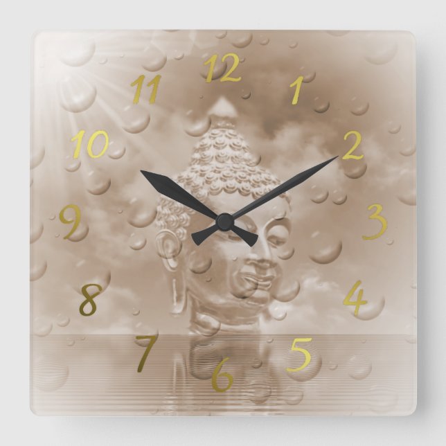 Buddha Quadratische Wanduhr (Vorderseite)