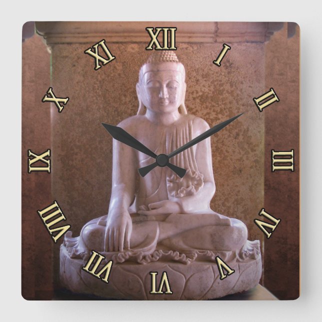Buddha Quadratische Wanduhr (Vorderseite)