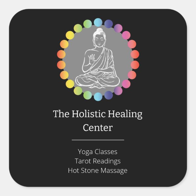 Buddha Rainbow Chakras Spirituelle metaphysische Y Quadratischer Aufkleber (Vorderseite)