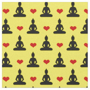 Buddha & Red Heart Fashion Fabric / Buddhismus Yog Stoff