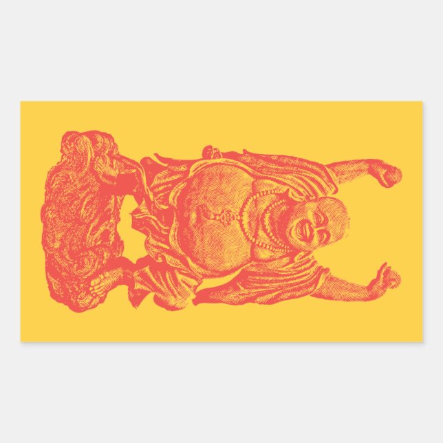Buddha (rot) rechteckiger aufkleber (Vorderseite)