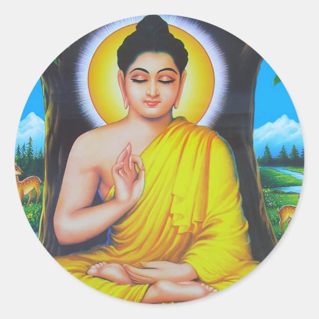 Buddha Runder Aufkleber (Vorderseite)