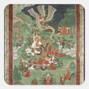 Buddha schneidet einen Haartuft Quadratischer Aufkleber