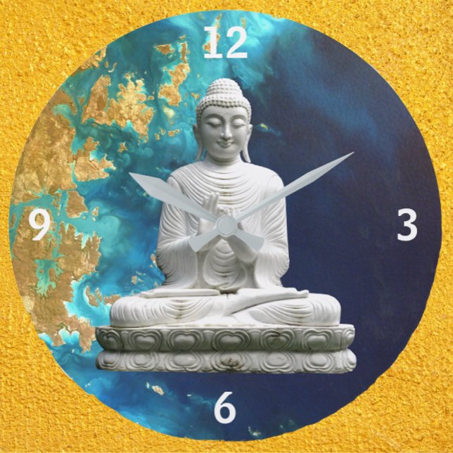 Buddha schwebt gegen Blues und Goldene Uhr (Von Creator hochgeladen)