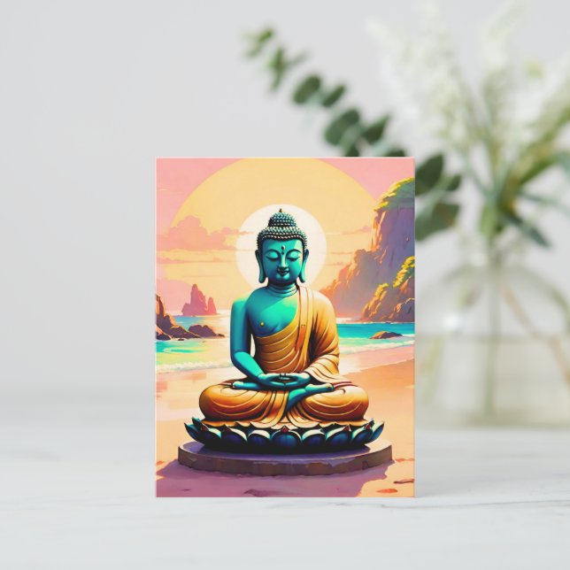 Buddha - Serene Ufer der Erleuchtung Feiertagspostkarte (Stehend Vorderseite)