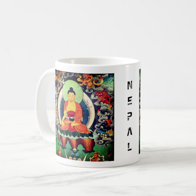 Buddha Shakyamuni - Der Himalaya, Dharma Kaffeetasse (Vorderseite Links)