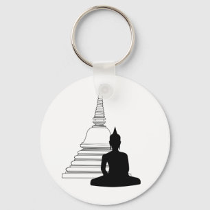 Buddha-Silhouette mit Stupa Schlüsselanhänger