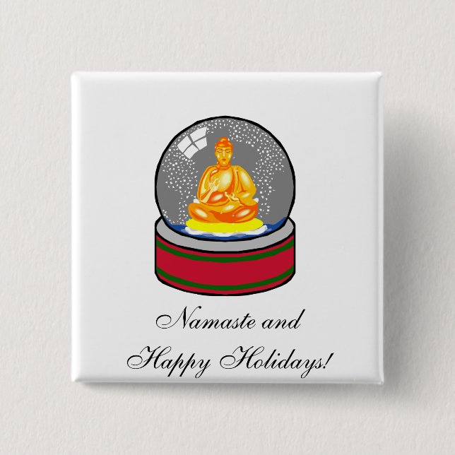 Buddha Snow Globe Button (Vorderseite)