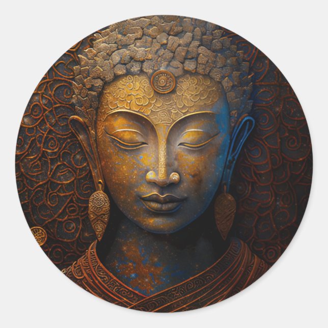 Buddha, spirituelle Meditation Runder Aufkleber (Vorderseite)