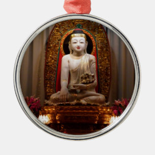 Buddha Statue Lotus Lage Tibetisch Ornament Aus Metall