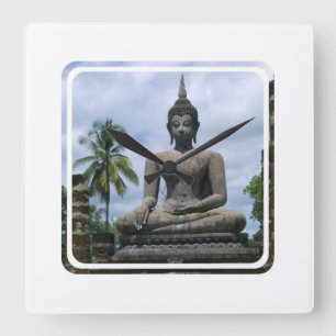 Buddha-Statue-Wanduhr Quadratische Wanduhr