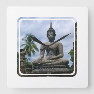 Buddha-Statue-Wanduhr Quadratische Wanduhr