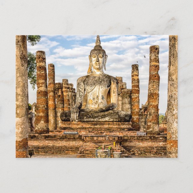 Buddha-Statue, Wat Mahathat, Sukhothai Historisch Postkarte (Vorderseite)