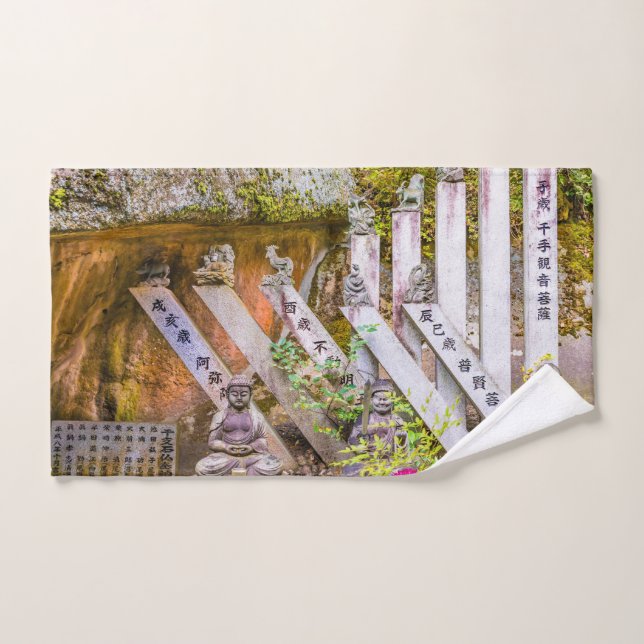 Buddha-Statuen am Senko-ji-Tempel Badhandtuch Set (Handtuch)